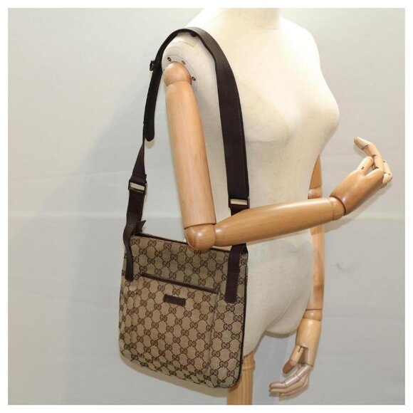 Authentic Gucci Monogram Flat Canvas/Leather Crossbody Messenger Bag - Picture 7 of 17